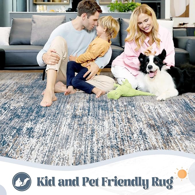 XLUEZ 9x12 Area Rug for Living Room, Washable Modern Abstract Large Area Rug - Image 3