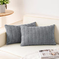 Pack of 2 Corduroy Decorative Throw Pillow Covers 12x24 Inch Soft Striped by Unknown