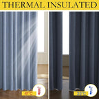 NICETOWN Stone Blue Vintage Linen 100% Blackout Curtains - Image 3