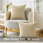 MIULEE Pack of 2 Beige Throw Pillow Covers 18x18 Inch Soft Chenille Pillow - Image 5
