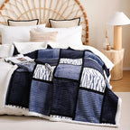 PU MEI Sherpa Blanket Fleece Throw Blanket Twin Plaid Thick Bed Blanket - Image 2