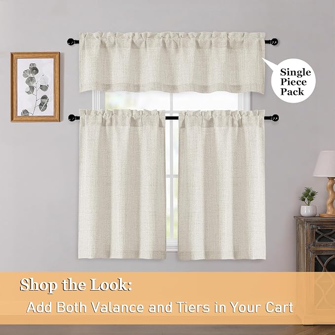 OWENIE Natural Valances for Windows 1 Pcs, Light Filtering Textured Farmhouse - Image 6
