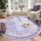 Area Rugs 4ft Washable Non-Slip, Floral Vintage Distress Print Pattern - Image 2