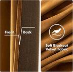 MIULEE Velvet Curtains Golden Brown Elegant Grommet Curtains Thermal Insulated - Image 3