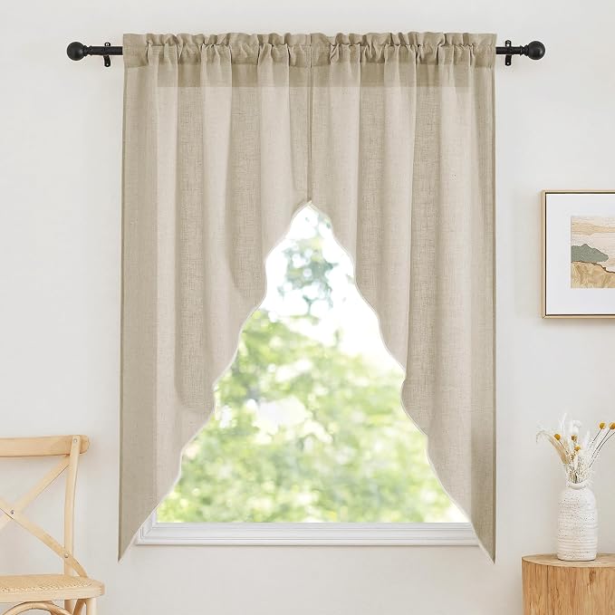 RYB HOME Curtain Tier and Swag Set, Privacy Sheer Curtains Window Treatment by RYBHOME