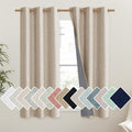 NICETOWN Cream Thick Linen Blend 100% Blackout Curtains 63" Long 2 Panels Set by NICETOWN