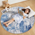 Washable Area Rugs 4ft Non-Slip Modern Abstract Soft by RELEANY