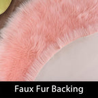 Latepis Pink Circle Round Rug 3ft Faux Fur Sheepskin Rugs - Image 3