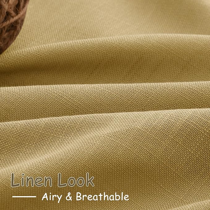 Nanspring Gold Linen Curtains 108 Inches Long - Image 5