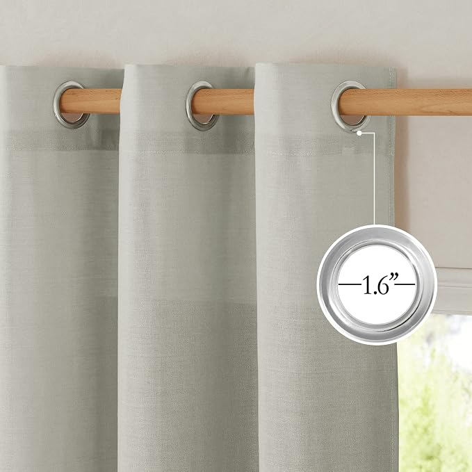 NICETOWN Thick Linen Gray Curtains 63 inches Long, Eyelet Top Privacy Assured - Image 2