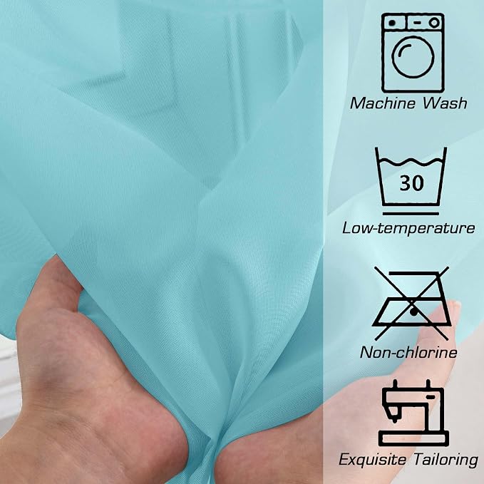 Simplebrand Aqua Sheer Curtains 96 Inches Long, Light Filtering Rod Pocket - Image 5