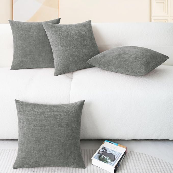 CaliTime Throw Pillow Covers Decorative 18 X 18 Inches Pack of 4 Cozy Chenille - Image 6