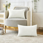 MIULEE Pack of 2 Couch Throw Pillow Covers 12x20 Inch Soft White Chenille - Image 5