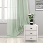 DWCN Bean Green Sheer Curtains for Kitchen Windows - Image 3