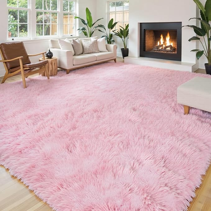 Area Rugs 10x14 Living Room, Shaggy Carpet Soft Plush Furry Bedside Rug Large by Junhejiamei