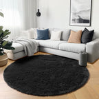 ONASAR Black Round Area Rugs 5ft, Soft Bedroom Circle Rug Floor Mats - Image 4