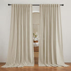 RYB HOME Linen Look Sheer Curtains 70 inch Wide, Privacy Light Filtering Panels by RYBHOME