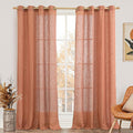 LAMIT Terracotta Linen Sheer Curtains 90 inch by LAMIT