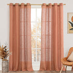 LAMIT Terracotta Linen Curtains 84 Inch Length 2 Panels by LAMIT