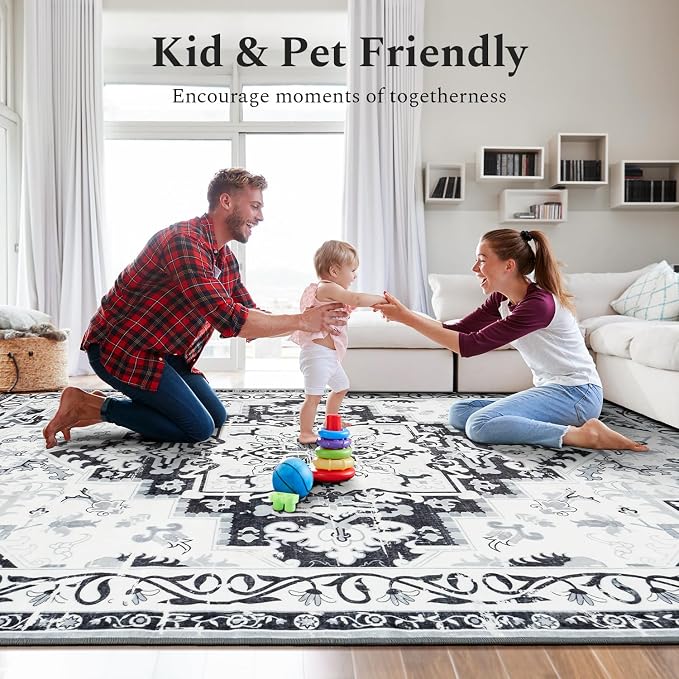 Rugflix 5x7 Area Rug for Living Room, Machine Washable Area Rugs - Image 8
