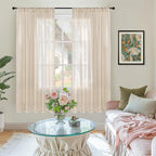 BGment 63 Inches Long Burlap Linen Semi Sheer Curtains - Image 2