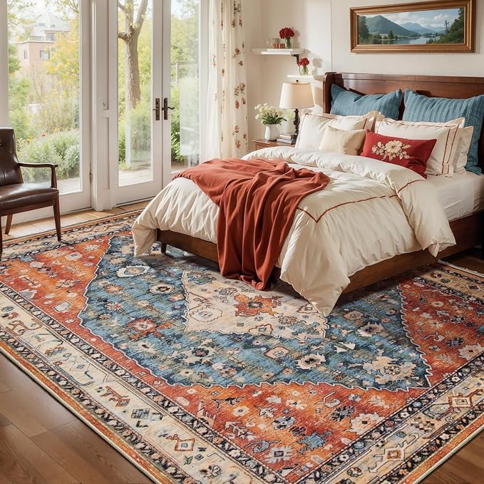 SERISSA 5x8 Area Rugs for Living Room, Large Washable Non-Slip Boho Rug - Image 2