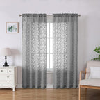 Lecloud Leia 2 Panels Charcoal Grey Sheer Curtains by Lecloud