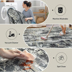 4x6 Area Rugs Washable Rug: Modern Abstract Living Room Rug Soft Anti-Skid Thin - Image 3