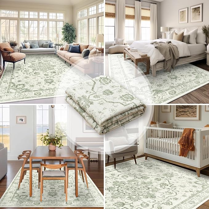 Madane 5x7 Area Rugs for Living Room, Vintage Stain Resistant Area Rug - Image 3