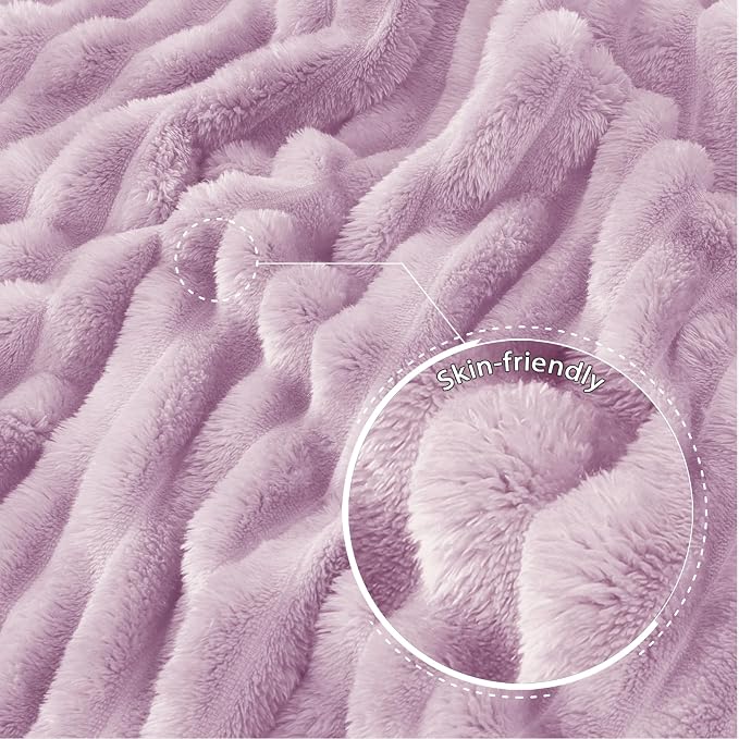 Exclusivo Mezcla Queen Size Flannel Fleece Blanket, Super Soft Striped Jacquard - Image 5