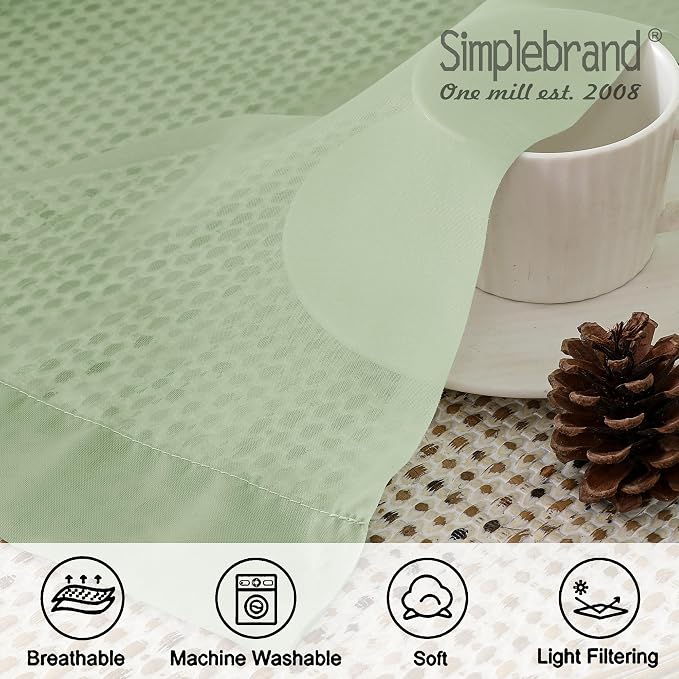 Simplebrand Light Green Sheer Curtains 72 Inches Long 2 Panels - Image 5