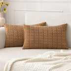 MIULEE Pack of 2 Corduroy Decorative Lumbar Throw Pillow Covers 20x12 Inch Soft by MIULEE