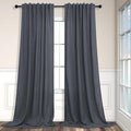 Grey Curtains for Living Room 96 Inches Long 2 Panels Back Tab Light Filtering by Pitalk