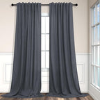 Grey Curtains for Living Room 96 Inches Long 2 Panels Back Tab Light Filtering by Pitalk