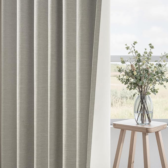 Topfinel 92 Inch Linen 100% Blackout Curtains 2 Panels - Image 4