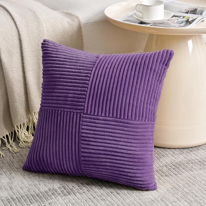 Fancy Homi 2 Packs Purple Samll Decorative Throw Pillow Covers 12x12 Inch - Image 2