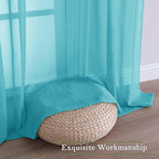 Lecloud Turquoise Sheer Curtains 63 Inch Length 2 Panels, Voile Light Filtering - Image 9
