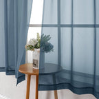 Lecloud Dusty Blue Sheer Curtains 54 Inch Length 2 Panels, Light Filtering - Image 3