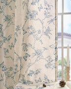 jinchan Floral Linen Curtains for Living Room 84 Inch Length Butterfly Curtain - Image 9