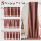 Dusty Rose 100% Blackout Linen Curtains 108 Inch Length 2 Panels Set - Image 6