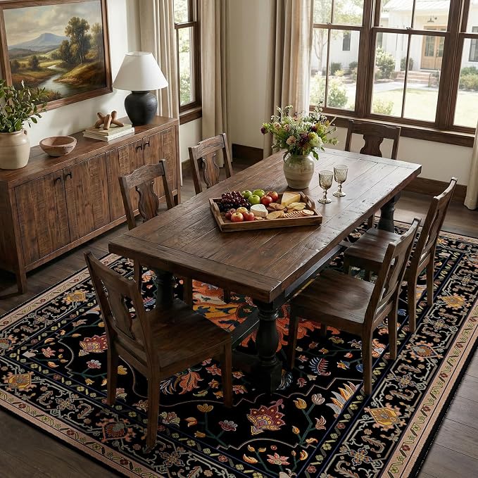 RELEANY Area Rugs 6'x9' Washable Non-Slip, Floral Vintage Distress Print - Image 3