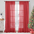 BGment Long Linen Semi Sheer Curtains 102 Inch Length by BGment