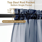 Chyhomenyc Navy Blue Sheer Curtains 30 inch Length 2 Panels, Light Filtering - Image 3