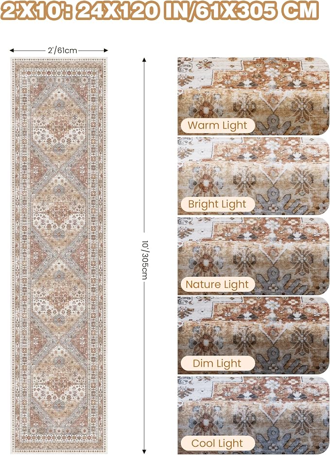 Runner Rug 2x10, Ultra-Thin Kitchen Rugs Non Slip Washable Rugs - Image 2