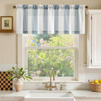 jinchan Striped Linen Valance Curtain 16 Inch Vertical Striped Valance - Image 2