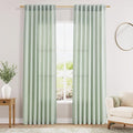 Nanspring Aqua Green Linen Curtains 84 Inch Length 2 Panels Set by Nanspring
