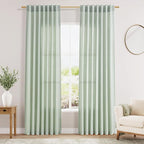 Nanspring Aqua Green Linen Curtains 84 Inch Length 2 Panels Set by Nanspring