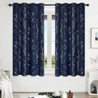 Deconovo Blackout Curtains, Thermal Insulated Soundproof Drapes, Branch Silver - Image 2