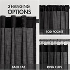 MIULEE Black Linen Curtains 90 Inch Length 2 Panels - Image 3
