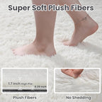 2x6 Bedside Area Rugs for Bedroom: Soft Fluffy Shag White Rug for Hallway - Image 4
